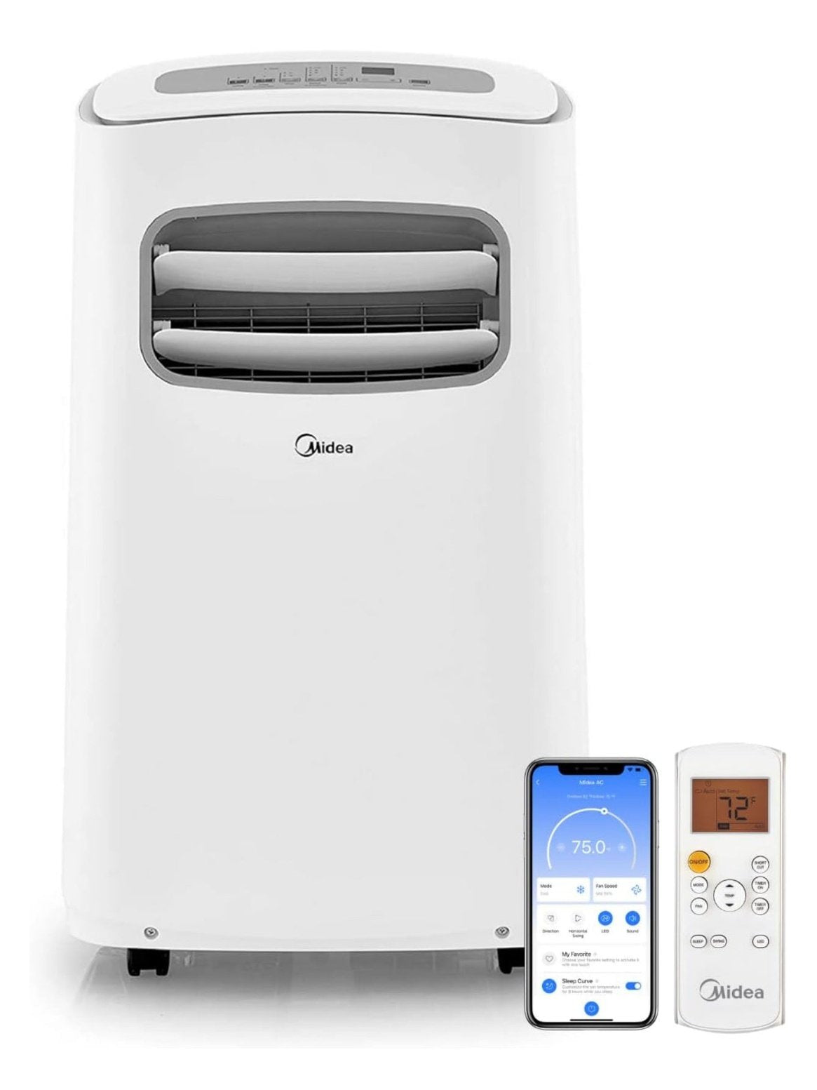 Midea 10,000 BTU ASHRAE (5,800 BTU SACC) Portable Air Conditioner, Cools up to 200 Sq. Ft., with Dehumidifier & Fan mode, Control with Remote, Amazon Alexa & Google Assistant, Easy-to-use and Install