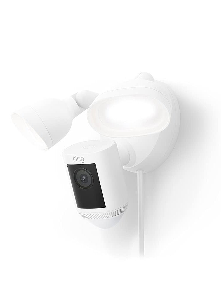 Ring Floodlight Cam Wired Pro with Bird’s Eye View and 3D Motion Detection, White