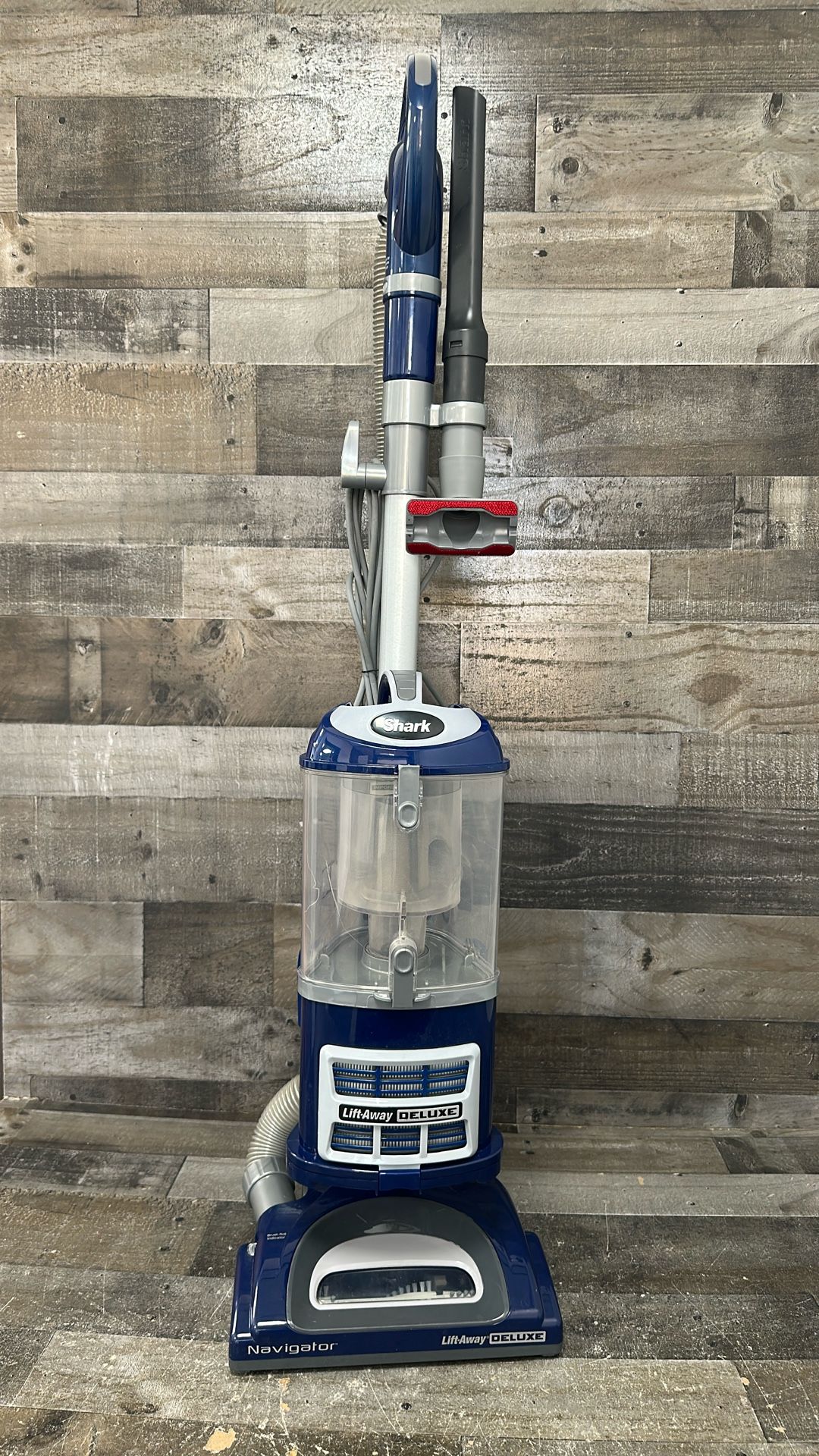 Shark Upright Vacuum, Navigator Lift-Away Deluxe with Large Dust Cup Capacity, HEPA Filter, Swivel Steering, Upholstery Tool & Crevice Tool, Blue, NV360 (Scratch) ANM Liquidation