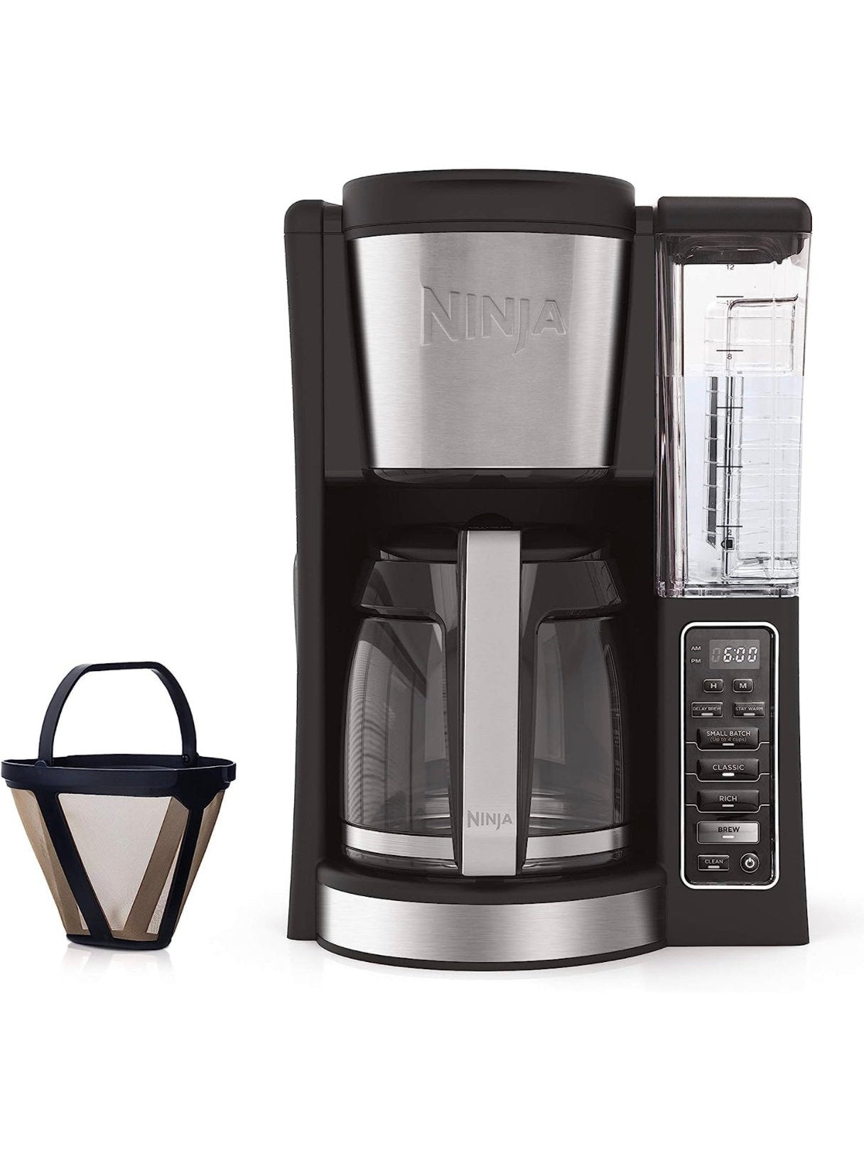 Ninja 12-Cup Programmable Coffee Maker with Classic and Rich Brews, 60 oz. Water Reservoir, and Thermal Flavor Extraction (CE201), Black/Stainless Steel