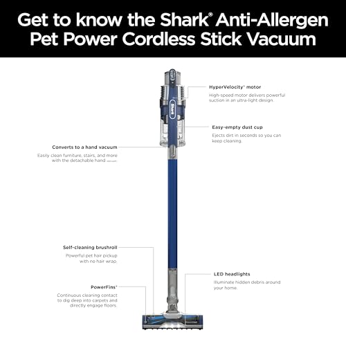 Shark Cordless Vacuum Cleaner, HEPA Filter, Lightweight, Portable, Rechargeable, Pet Hair Pickup, Removable Handheld, Crevice, Upholstery & Dusting Brush Included, 40-min runtime, Red, IZ362H ANM Liquidation