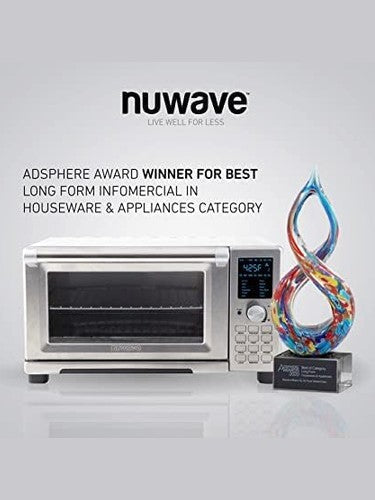 Nuwave Bravo Air Fryer Toaster Smart Oven, 12-in-1 Countertop Convection, 30-QT XL Capacity, 50°-500°F Temperature Controls, Top and Bottom Heater Adjustments 0%-100%, Brushed Stainless Steel Look ANM Liquidation