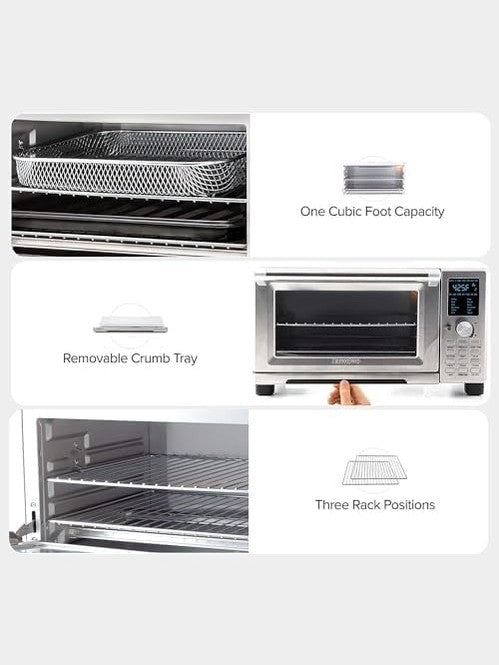 Nuwave Bravo Air Fryer Toaster Smart Oven, 12-in-1 Countertop Convection, 30-QT XL Capacity, 50°-500°F Temperature Controls, Top and Bottom Heater Adjustments 0%-100%, Brushed Stainless Steel Look ANM Liquidation