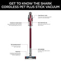 Shark Cordless Vacuum Cleaner, HEPA Filter, Lightweight, Portable, Rechargeable, Pet Hair Pickup, Removable Handheld, Crevice, Upholstery & Dusting Brush Included, 40-min runtime, Red, IZ362H ANM Liquidation