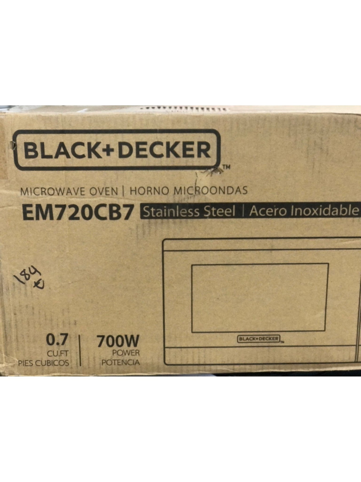 BLACK+DECKER EM720CB7 Digital Microwave Oven with Turntable Push-Button Door, Child Safety Lock, 700W, Stainless Steel, 0.7 Cu.ft