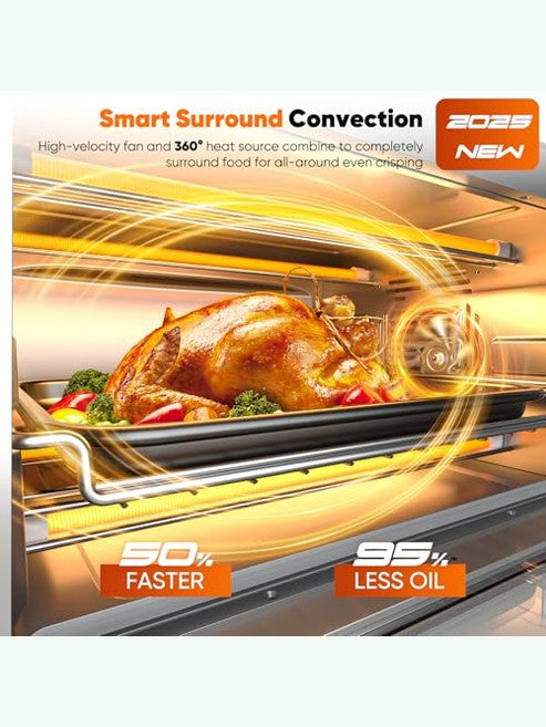 Nuwave Bravo Pro Convection Air Fryer Toaster Oven Combo, 2025 New and Improved, 10-in-1, 50°-450°F Temp Controls, Quick & Even Crisp Technology, 21Qt Capacity, Stainless Steel, PFAS Free ANM Liquidation