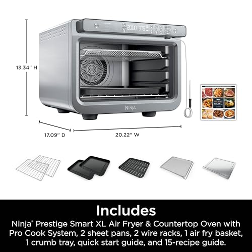 Ninja DT202BK Foodi 8-in-1 XL Pro Air Fry Oven, Large Countertop Convection and Digital Toaster Oven, 1800 Watts, Black, 12 in. ANM Liquidation