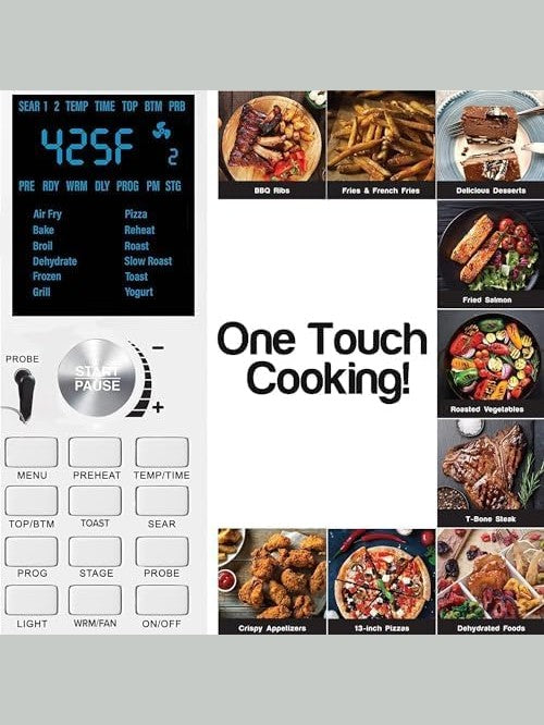 Nuwave Bravo Air Fryer Toaster Smart Oven, 12-in-1 Countertop Convection, 30-QT XL Capacity, 50°-500°F Temperature Controls, Top and Bottom Heater Adjustments 0%-100%, Brushed Stainless Steel Look ANM Liquidation