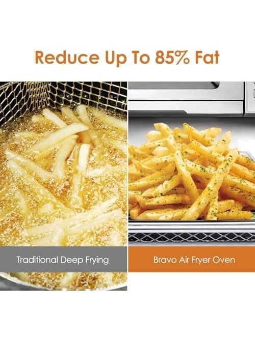 Nuwave Bravo Air Fryer Toaster Smart Oven, 12-in-1 Countertop Convection, 30-QT XL Capacity, 50°-500°F Temperature Controls, Top and Bottom Heater Adjustments 0%-100%, Brushed Stainless Steel Look ANM Liquidation