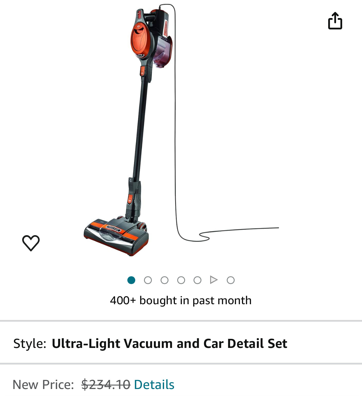 Shark Rocket HV302 Ultra-Light Corded Bagless Vacuum for Carpet and Hard Floor Cleaning with Swivel Steering, Orange