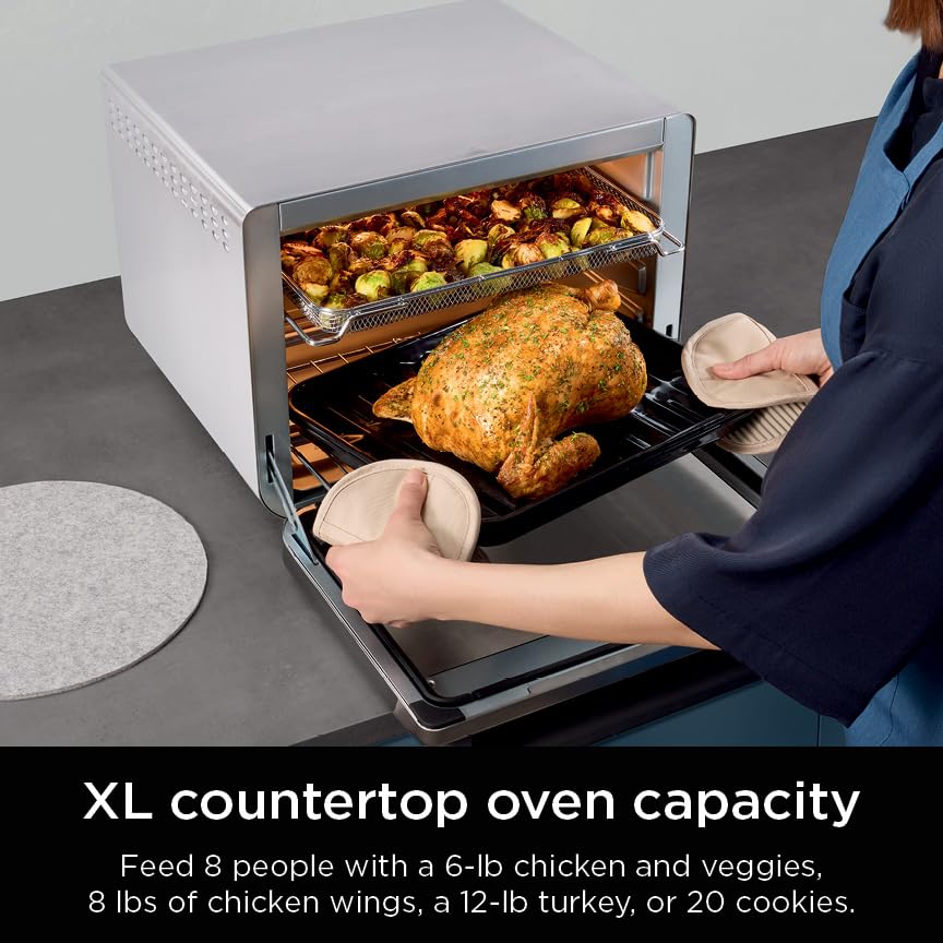 Ninja DT202BK Foodi 8-in-1 XL Pro Air Fry Oven, Large Countertop Convection and Digital Toaster Oven, 1800 Watts, Black, 12 in. ANM Liquidation