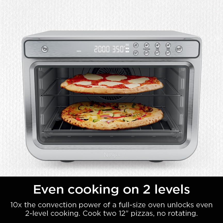 Ninja DT202BK Foodi 8-in-1 XL Pro Air Fry Oven, Large Countertop Convection and Digital Toaster Oven, 1800 Watts, Black, 12 in. ANM Liquidation