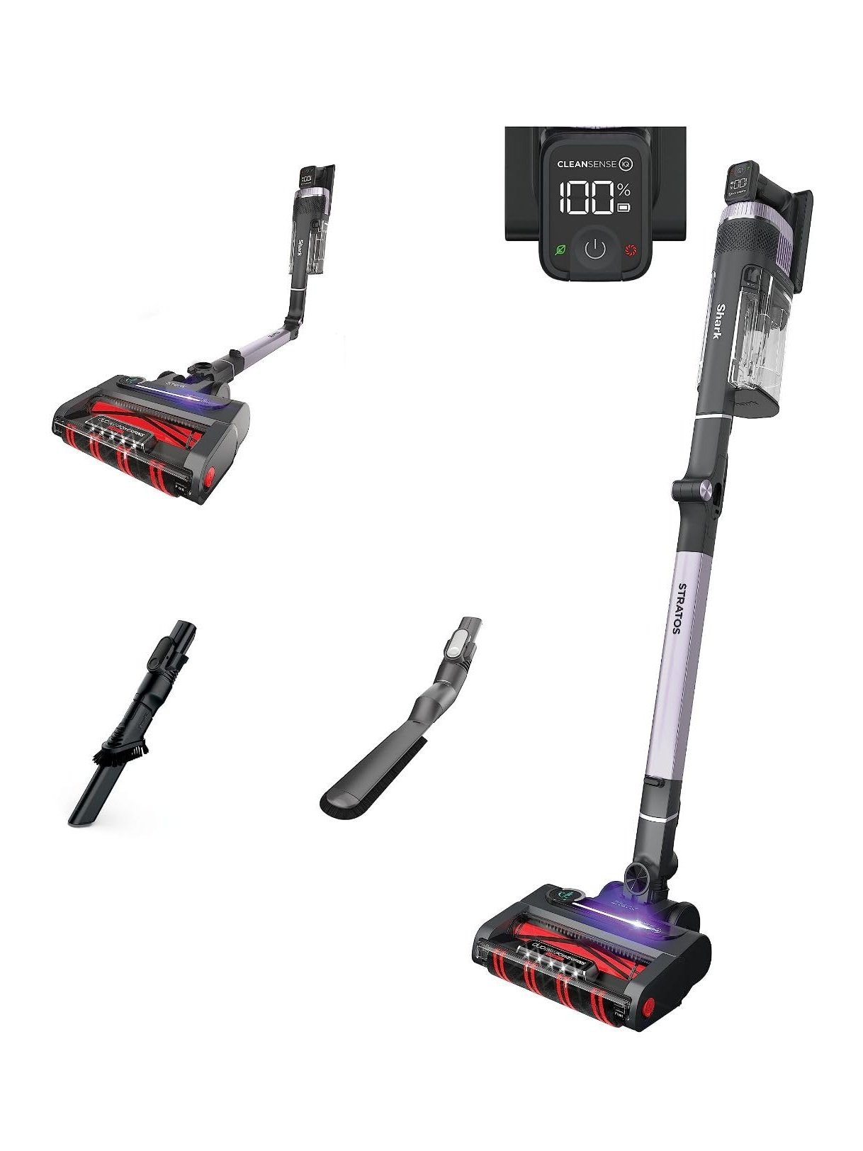 Shark IZ862H Stratos Cordless Vacuum with Clean Sense IQ and Odor Neutralizer, DuoClean PowerFins HairPro, Includes Duster Crevice Tool & Anti-Allergen Brush, Up to 60 Minute Runtime, Ash Purple
