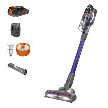 BLACK+DECKER Pet Hair Vacuum, Cordless Vacuum Cleaner Pet Hair, Up to 55 Minutes of Runtime, Interchangeable Floorhead, Maximum Suction, Multi-Surface, Light Weight, Powerseries Extreme (BSV2020P)