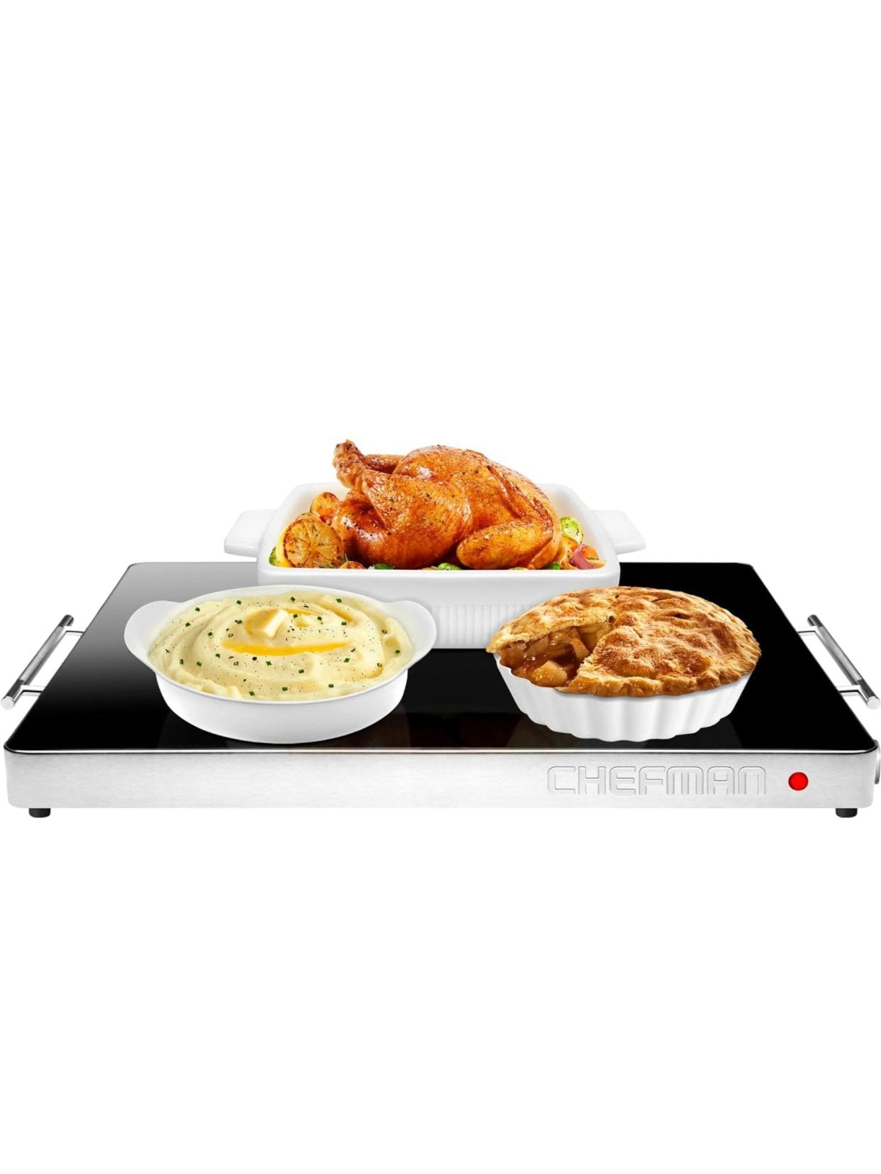 Chefman Electric Warming Tray with Adjustable Temperature Control, Perfect For Buffets, Restaurants, Parties, Events, and Home Dinners, Glass Top Extra Large 21” x 16” Surface Keeps Food Hot – Black