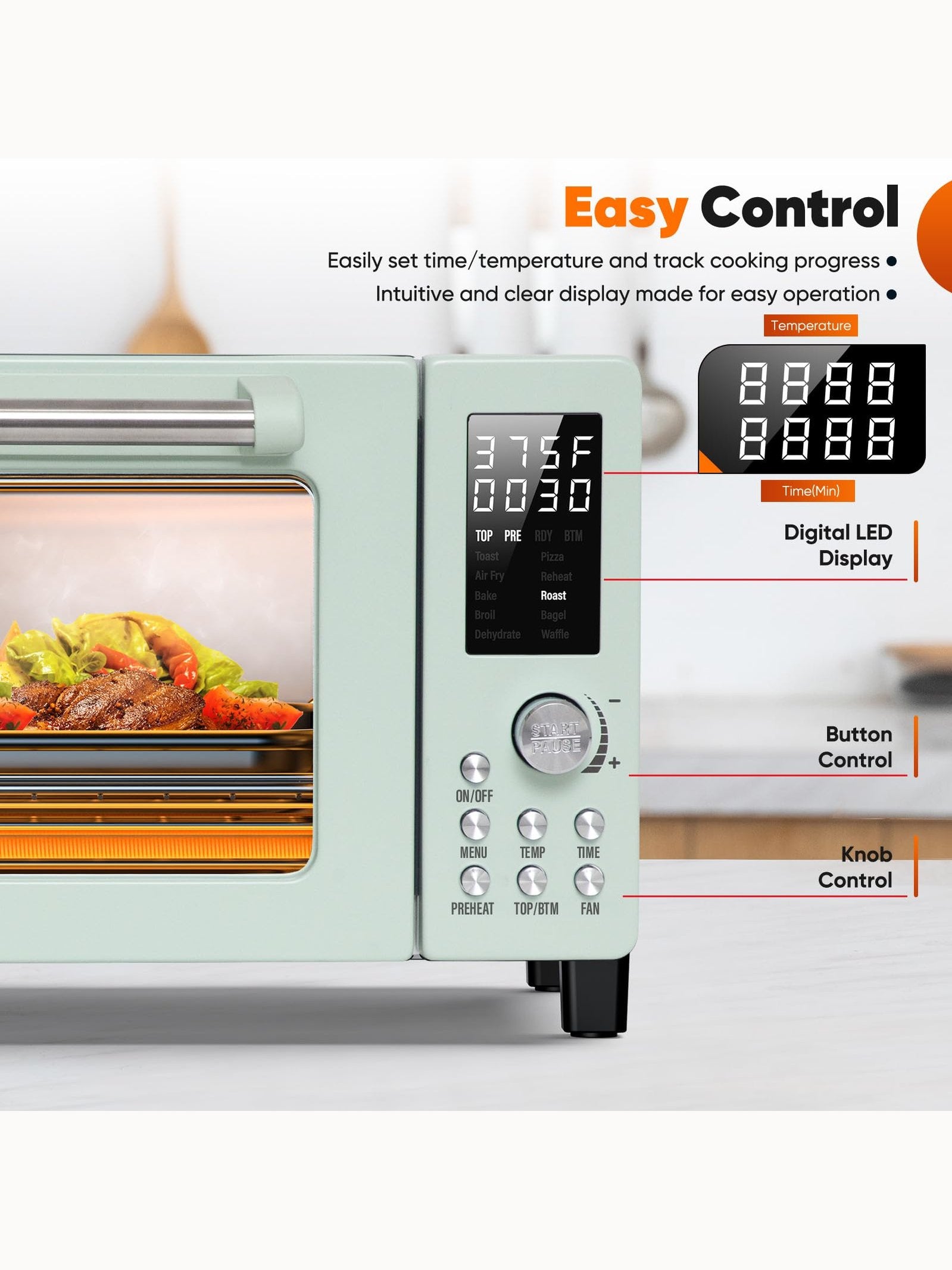 Nuwave Bravo Pro Convection Air Fryer Toaster Oven Combo, 2025 New and Improved, 10-in-1, 50°-450°F Temp Controls, Quick & Even Crisp Technology, 21Qt Capacity, Stainless Steel, PFAS Free ANM Liquidation