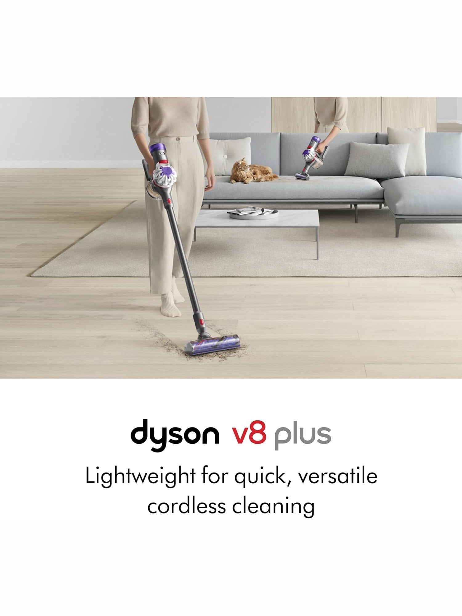 Dyson V8 Plus Cordless Vacuum, Cleans Hard Floors and Carpets, Detangles, Converts to Handheld, 115AW, 2 Power Modes, Up to 40 Minutes¹ ANM Liquidation