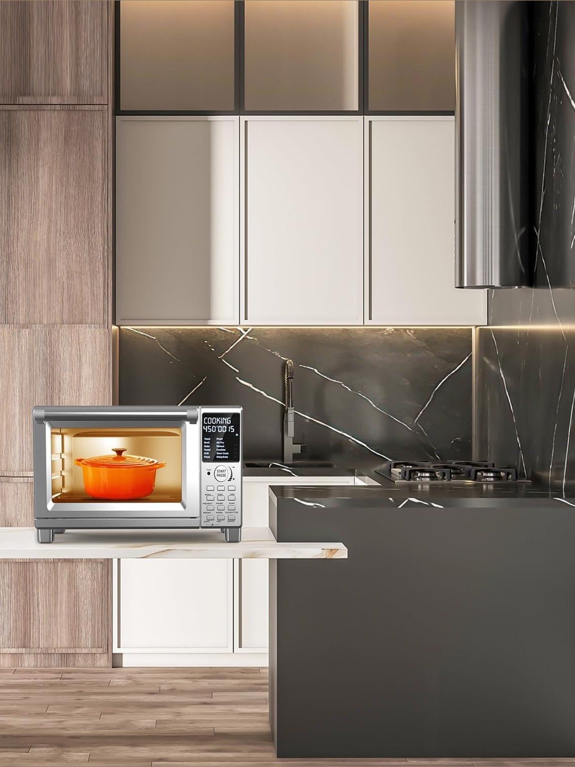 Nuwave Bravo XL Pro Air Fryer Toaster Oven, Improved 100% Super Convection, Quicker & Crispier Results, 100 Presets, Multi-Layer Even Cooking, 50-500F, Smart Probe, PFAS Free, 30QT, Stainless Steel ANM Liquidation