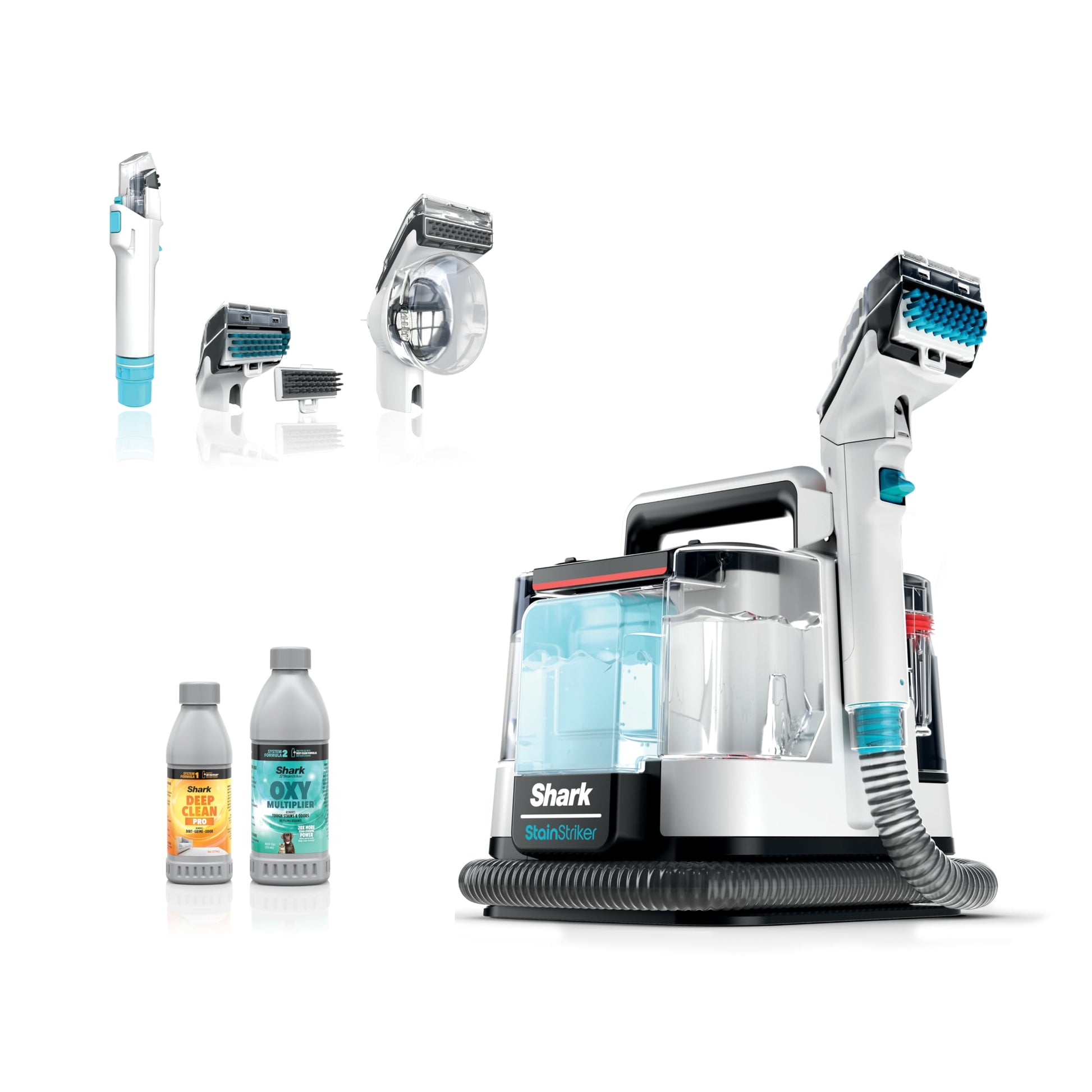 Shark StainStriker Portable Carpet, Upholstery & Area Rug Cleaner with Pet Mess Tool, Stain & Odor Remover, Perfect for Car Interiors, Includes 3 Cleaning Tools & Cleaning Solution, White, PX201 ANM Liquidation