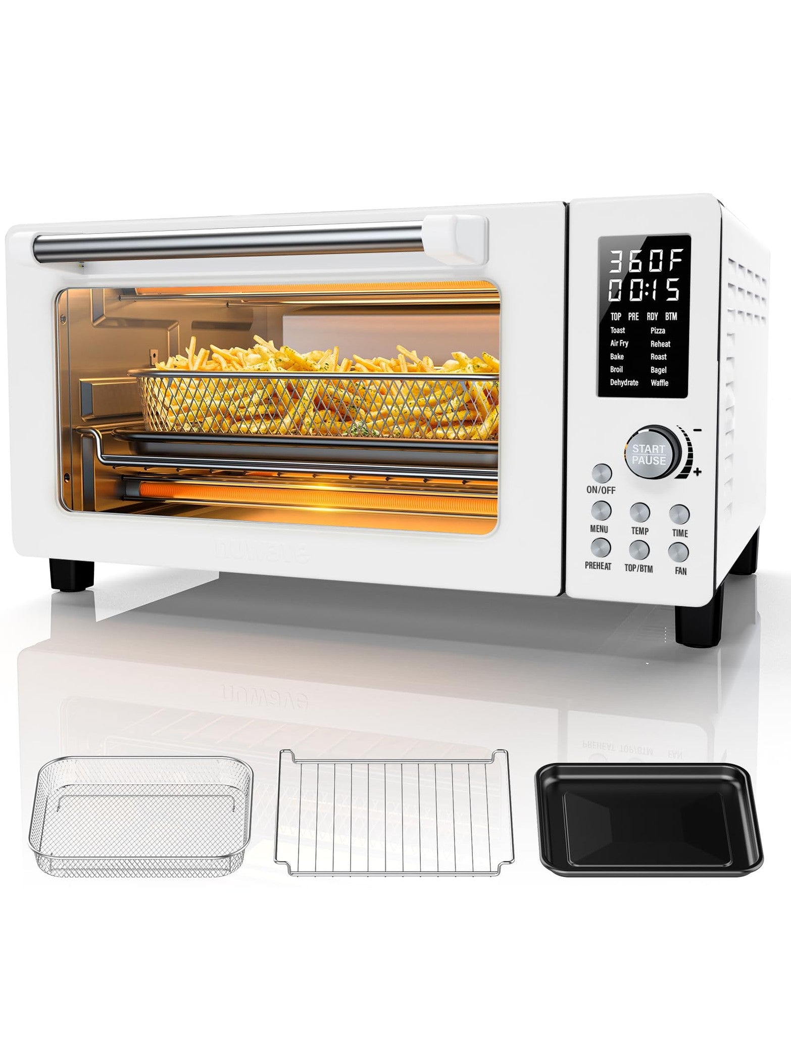 Nuwave Bravo Pro Convection Air Fryer Toaster Oven Combo, 2025 New and Improved, 10-in-1, 50°-450°F Temp Controls, Quick & Even Crisp Technology, 21Qt Capacity, Stainless Steel, PFAS Free ANM Liquidation