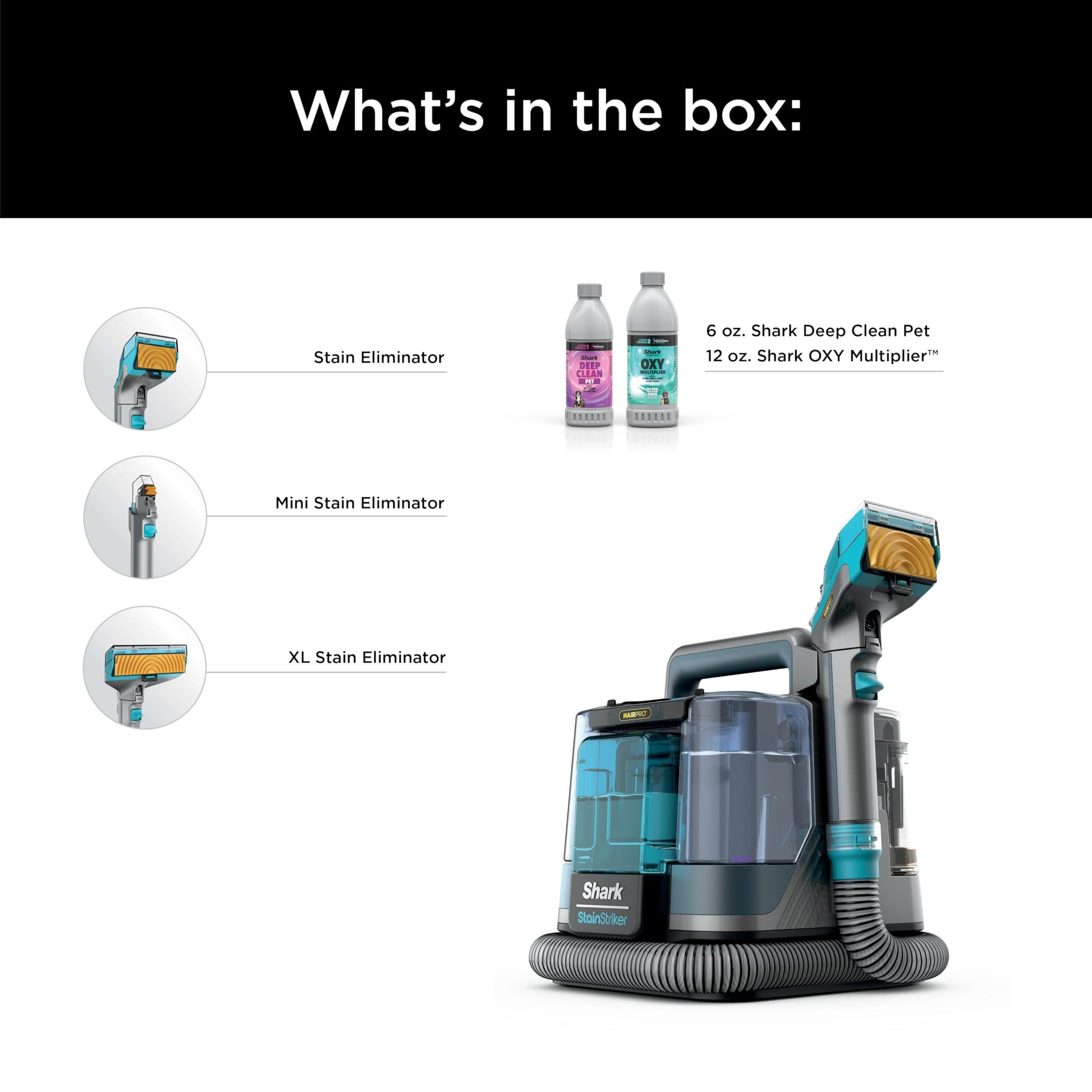 Shark StainStriker Portable Carpet, Upholstery & Area Rug Cleaner with Pet Mess Tool, Stain & Odor Remover, Perfect for Car Interiors, Includes 3 Cleaning Tools & Cleaning Solution, White, PX201 ANM Liquidation