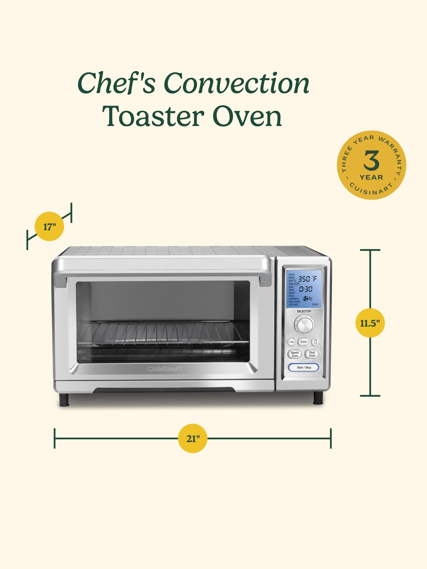 Cuisinart Convection Toaster Oven, Stainless Steel, 16.93"D x 20.87"W x 11.42"H, TOB-260N1NAS ANM Liquidation