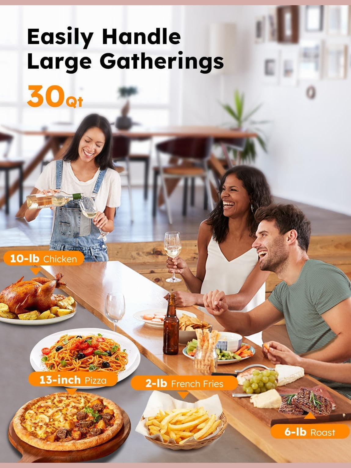 Nuwave Bravo XL Pro Air Fryer Toaster Oven, Improved 100% Super Convection, Quicker & Crispier Results, 100 Presets, Multi-Layer Even Cooking, 50-500F, Smart Probe, PFAS Free, 30QT, Stainless Steel ANM Liquidation