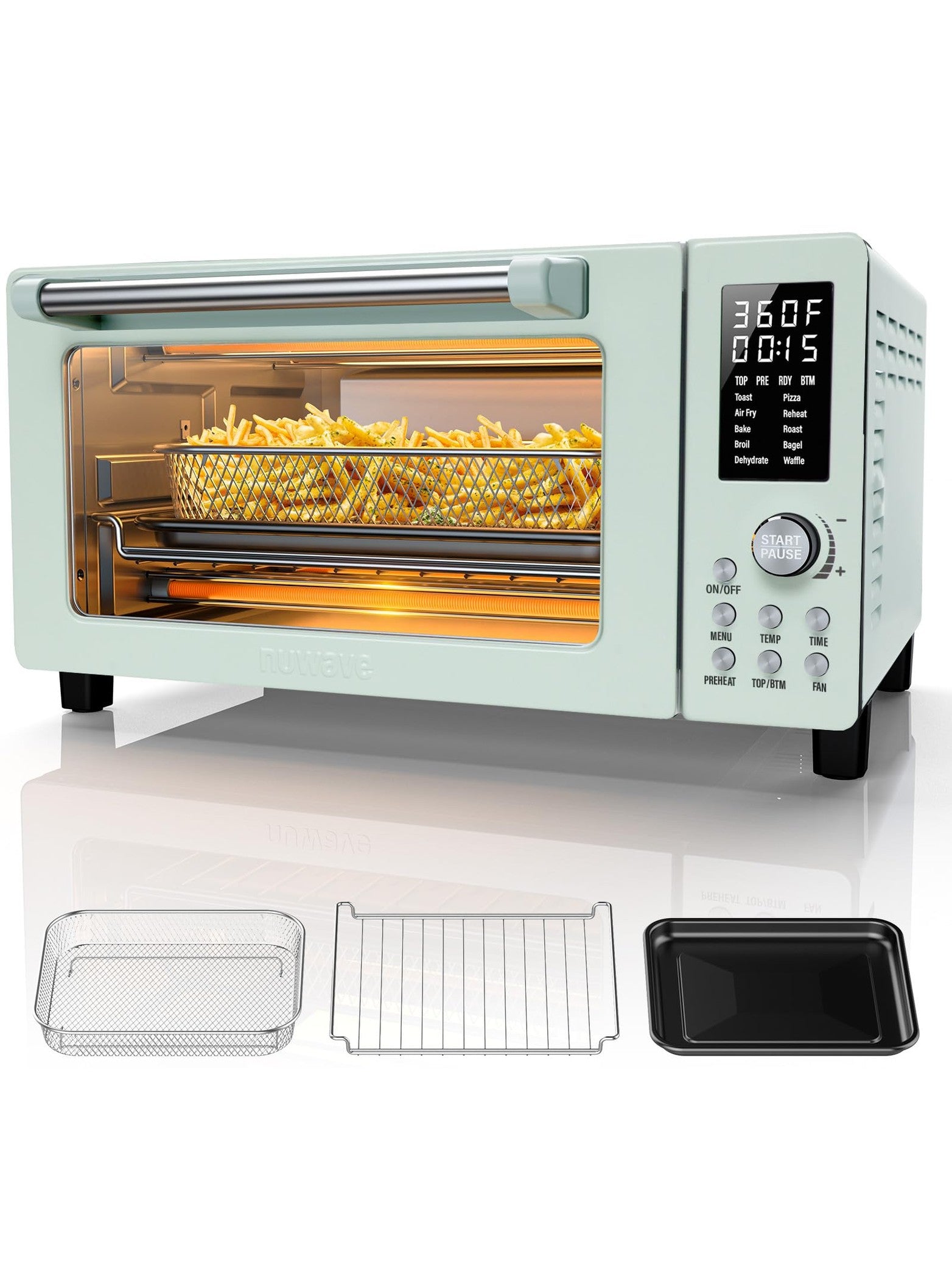 Nuwave Bravo Pro Convection Air Fryer Toaster Oven Combo, 2025 New and Improved, 10-in-1, 50°-450°F Temp Controls, Quick & Even Crisp Technology, 21Qt Capacity, Stainless Steel, PFAS Free ANM Liquidation