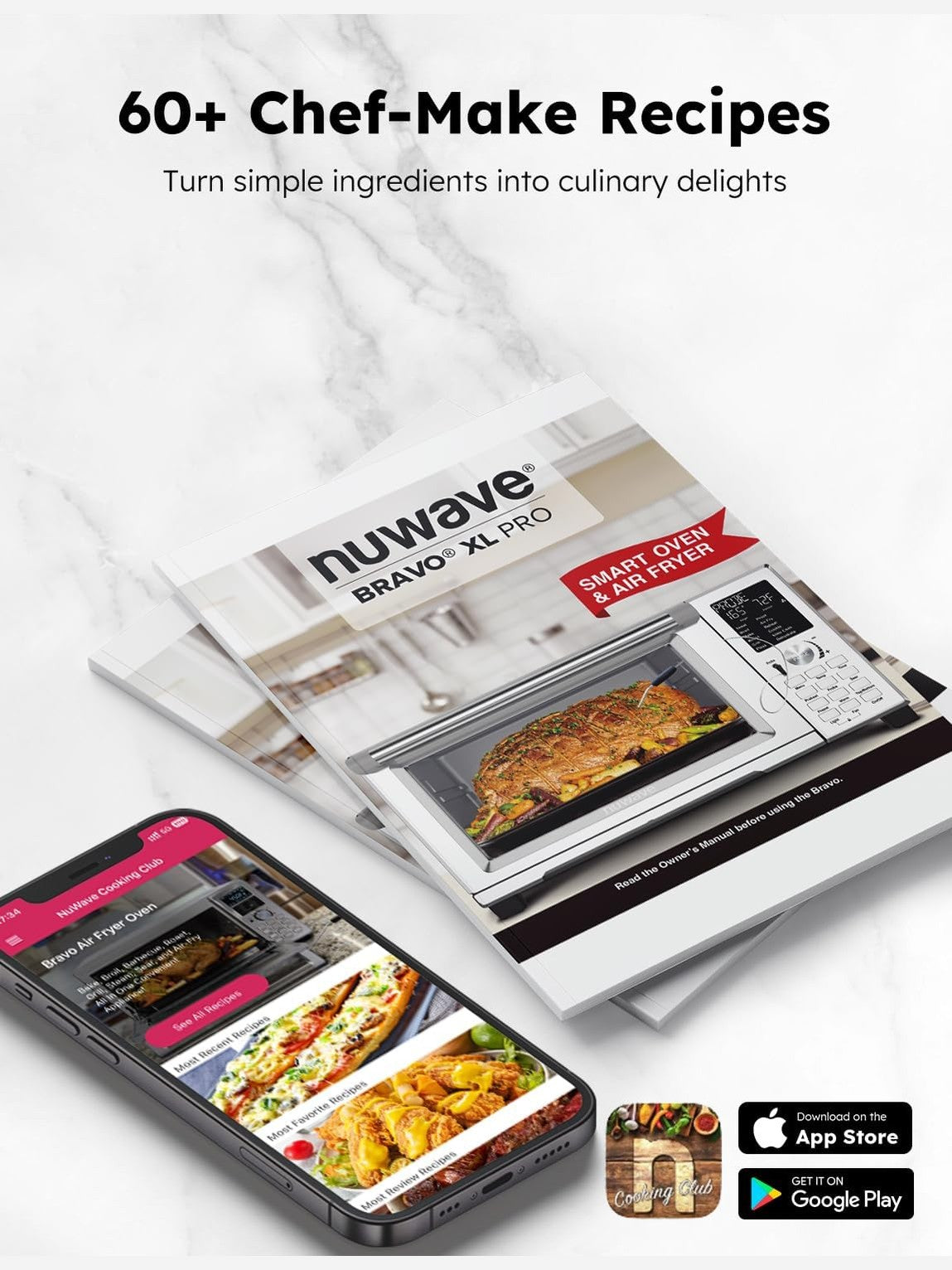 Nuwave Bravo XL Pro Air Fryer Toaster Oven, Improved 100% Super Convection, Quicker & Crispier Results, 100 Presets, Multi-Layer Even Cooking, 50-500F, Smart Probe, PFAS Free, 30QT, Stainless Steel ANM Liquidation