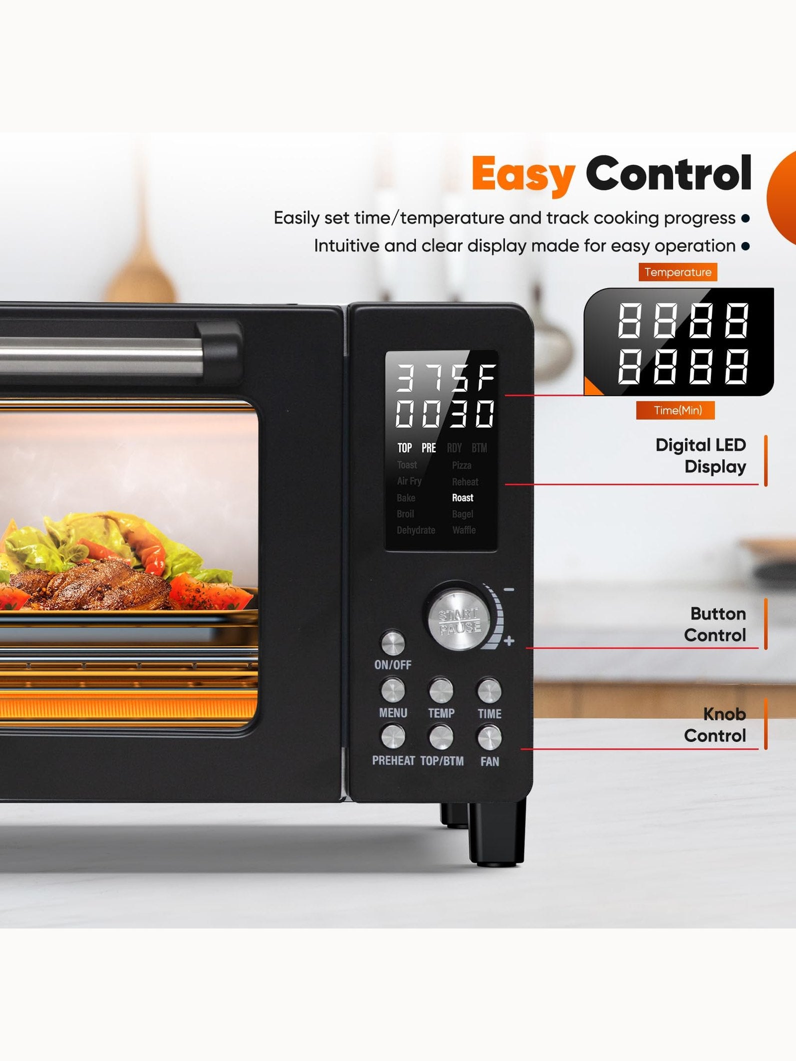 Nuwave Bravo Pro Convection Air Fryer Toaster Oven Combo, 2025 New and Improved, 10-in-1, 50°-450°F Temp Controls, Quick & Even Crisp Technology, 21Qt Capacity, Stainless Steel, PFAS Free ANM Liquidation