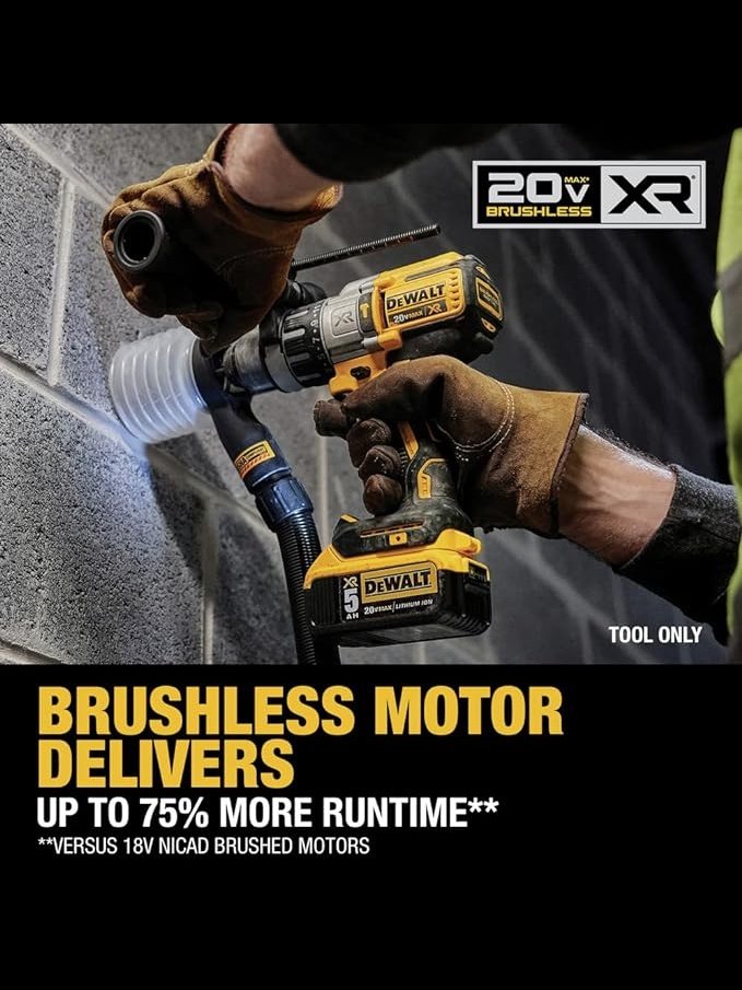 DEWALT 20V MAX XR Hammer Drill, Brushless, 3-Speed, Tool Only (DCD996B), Battery Powered, Yellow/Black