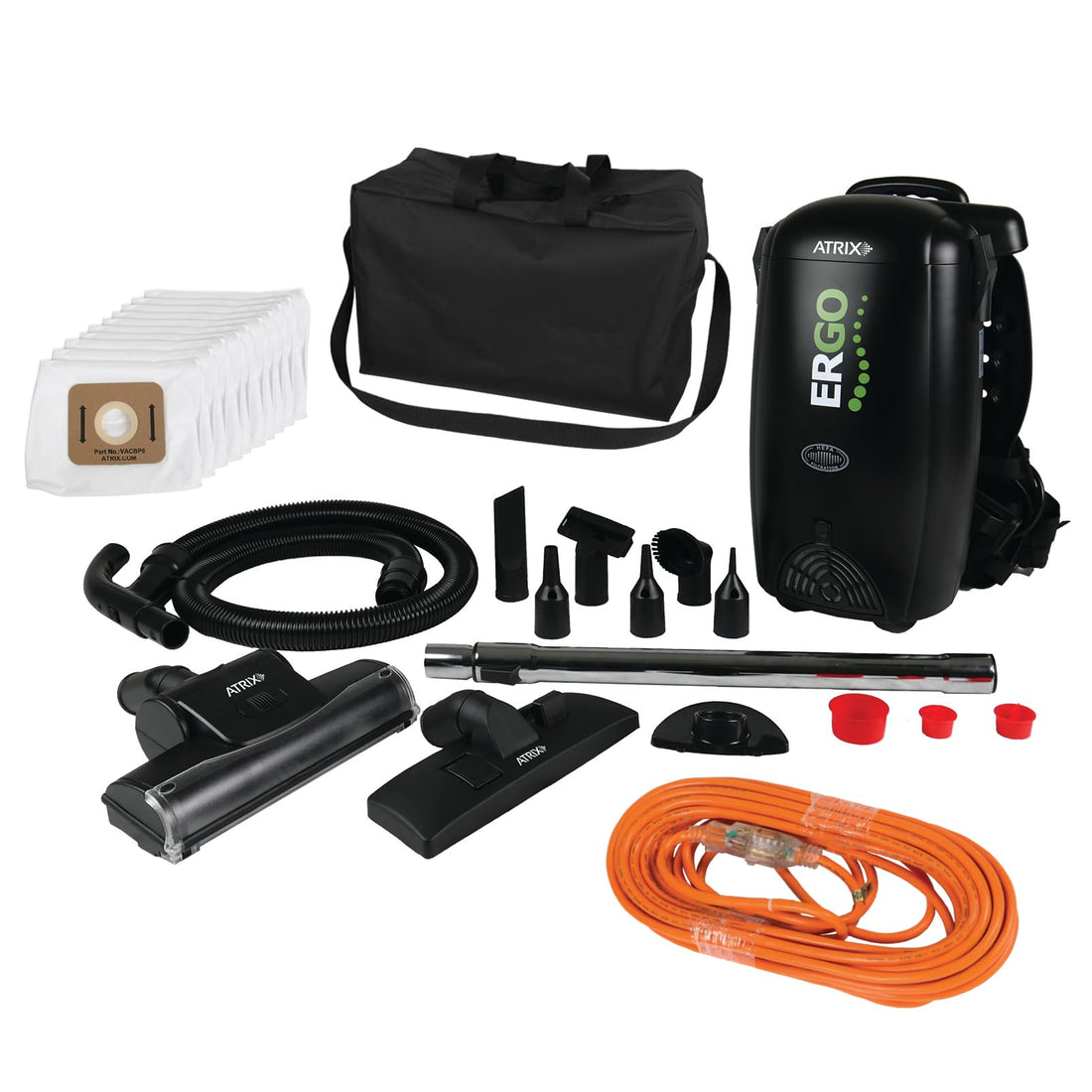 Atrix VACBP1 Ergonomic Backpack Vacuum Cleaner - 8-Quart HEPA Filter, 1400W Portable Small Vacuum for Multi-Use - Includes Attachments: 6' Hose, Blower Nozzles, Wand, Brushes
