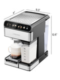 Chefman CaféMaster Pro Espresso Machine, Brew Single or Double Shots, Coffee Maker with Built-In Milk Frother for Cappuccino & Latte, XL 1.8 Liter Removable Water Reservoir - Stainless Steel ANM Liquidation