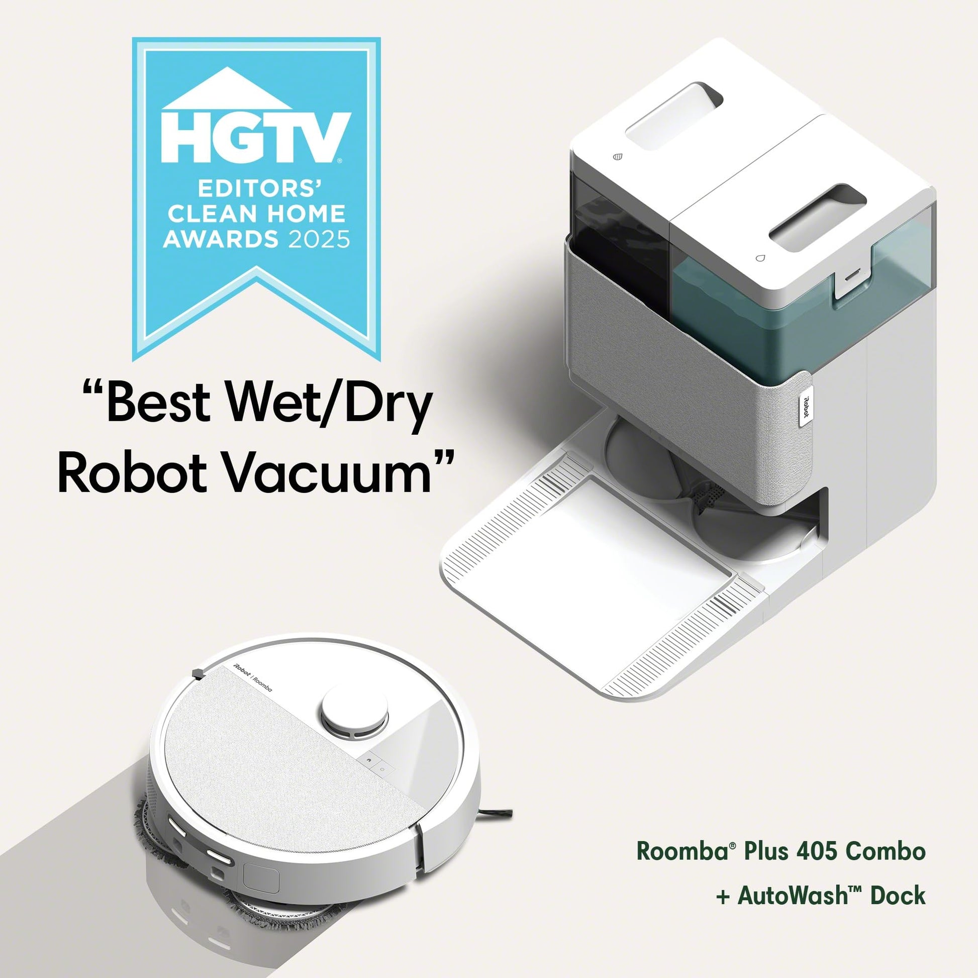 iRobot Roomba Plus 405 (G181) 2in1 Vacuum & Mop Robot with AutoWash Dock - Dual Spinning Mop Pads, Smart & Fast Mapping, Ideal for Pet Hair, Self-empties 75 days, Intense Suction, Pad Washing & Drying ANM Liquidation