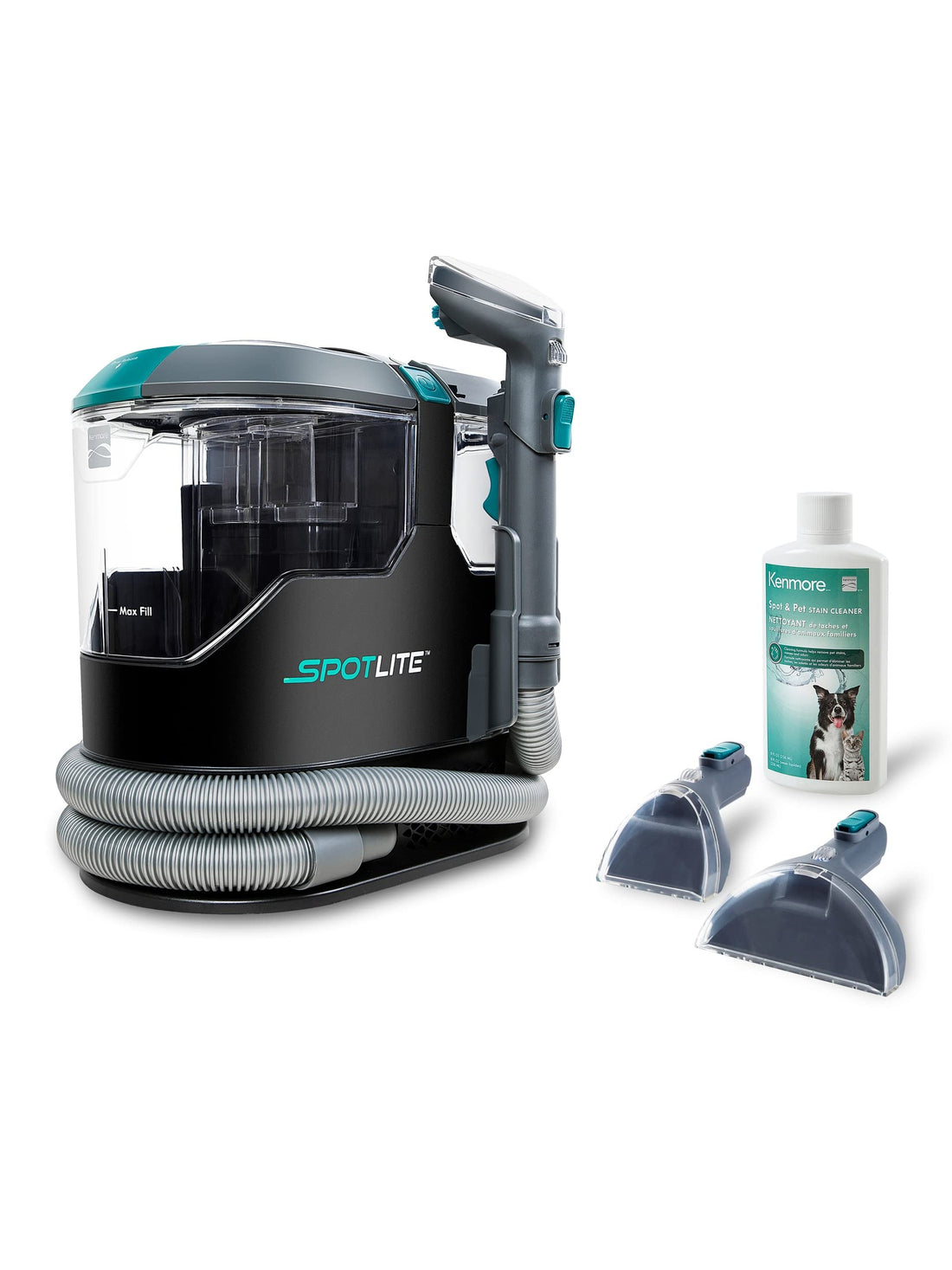 Kenmore KW2001 SpotLite Portable Carpet Spot Cleaner & Pet Stain Remover, 17Kpa Powerful Suction with Versatile Tools for Upholstery, Couches, Car and Auto Detailer, Gray ANM Liquidation