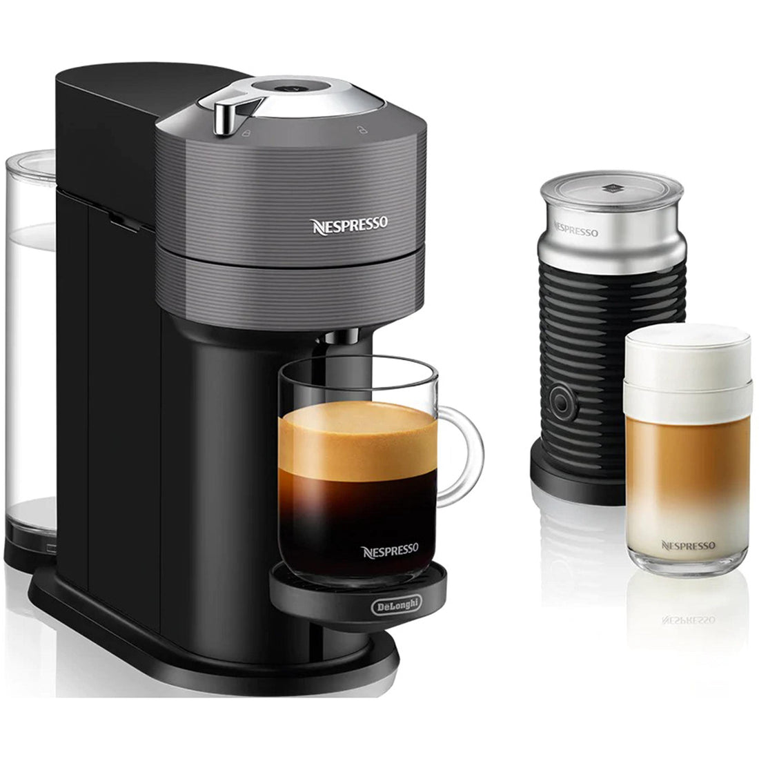 Nespresso Vertuo Next Deluxe Coffee and Espresso Machine by De'Longhi, Chrome ANM Liquidation