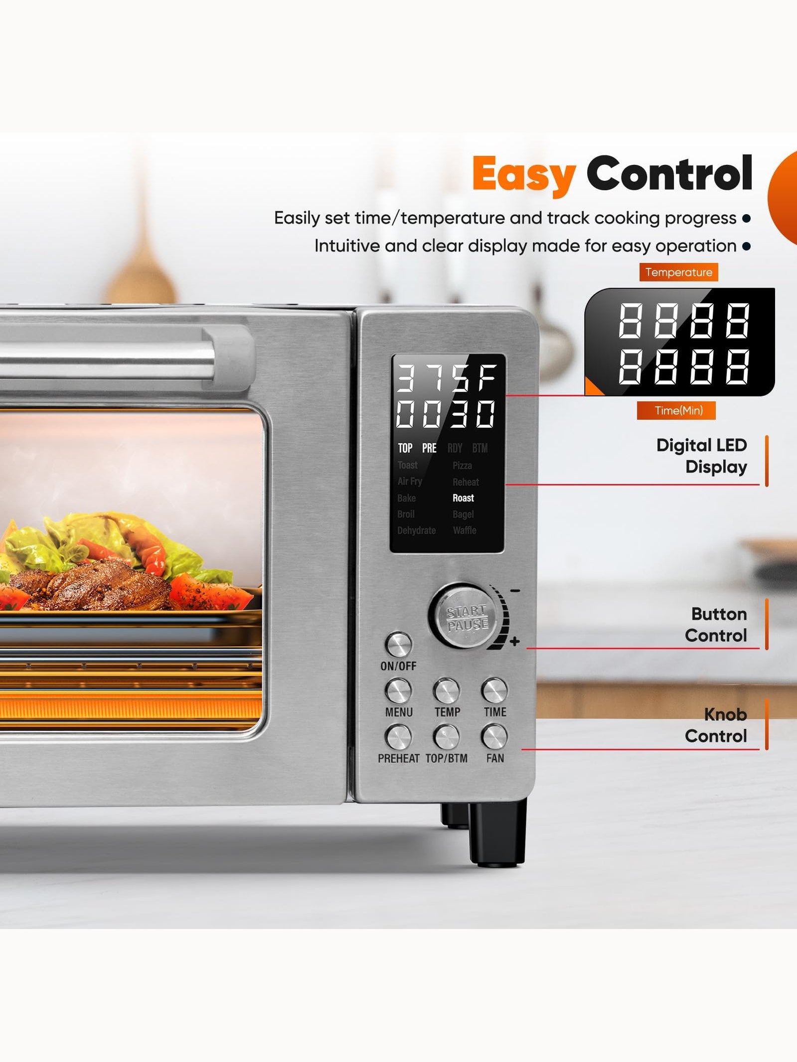 Nuwave Bravo Pro Convection Air Fryer Toaster Oven Combo, 2025 New and Improved, 10-in-1, 50°-450°F Temp Controls, Quick & Even Crisp Technology, 21Qt Capacity, Stainless Steel, PFAS Free ANM Liquidation