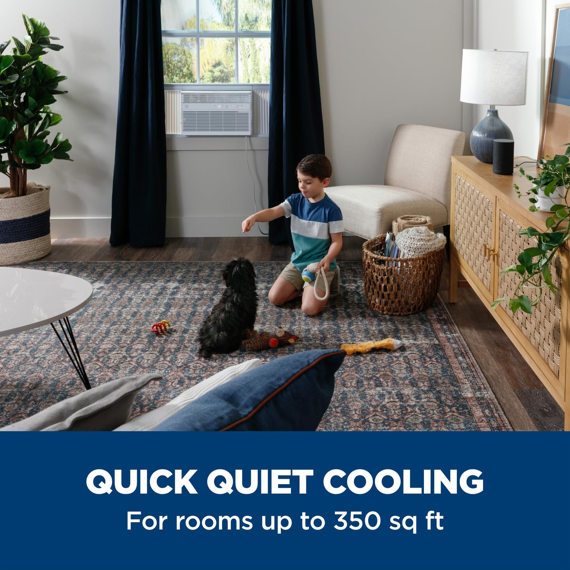 GE Window Air Conditioner 10,000 BTU for Rooms up to 450 sq ft., Wi-Fi Enabled, Energy-Efficient Cooling for Medium Rooms, Easy Install Kit, Control Using Remote or Smartphone App, White ANM Liquidation