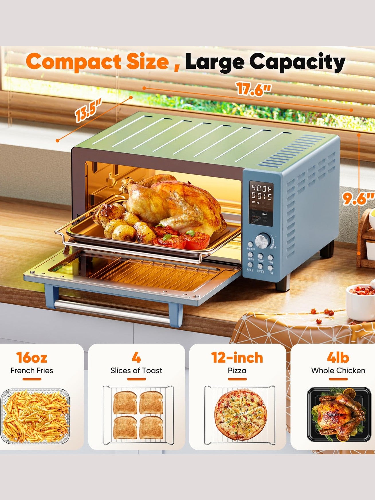 Nuwave Bravo Pro Convection Air Fryer Toaster Oven Combo, 2025 New and Improved, 10-in-1, 50°-450°F Temp Controls, Quick & Even Crisp Technology, 21Qt Capacity, Stainless Steel, PFAS Free ANM Liquidation