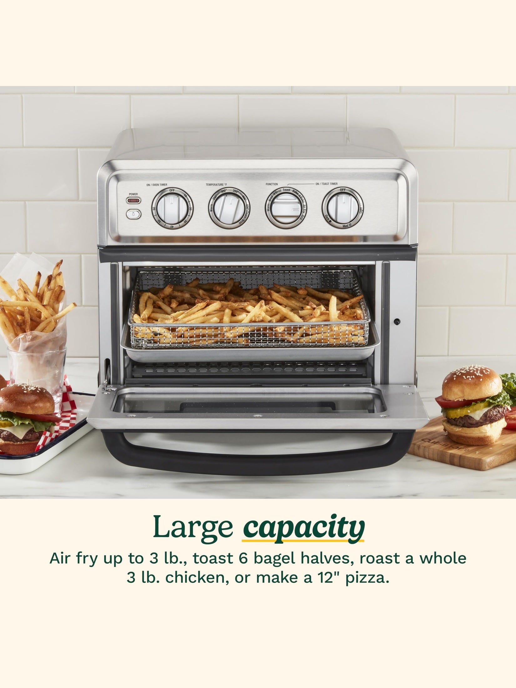 Cuisinart Air Fryer Toaster Oven with Grill, 1800W 8-1 Air Fryer Oven with Bake, Convection Bake, Grill, Broil and Warm Options, Large Capacity, 60-Minute Timer ANM Liquidation