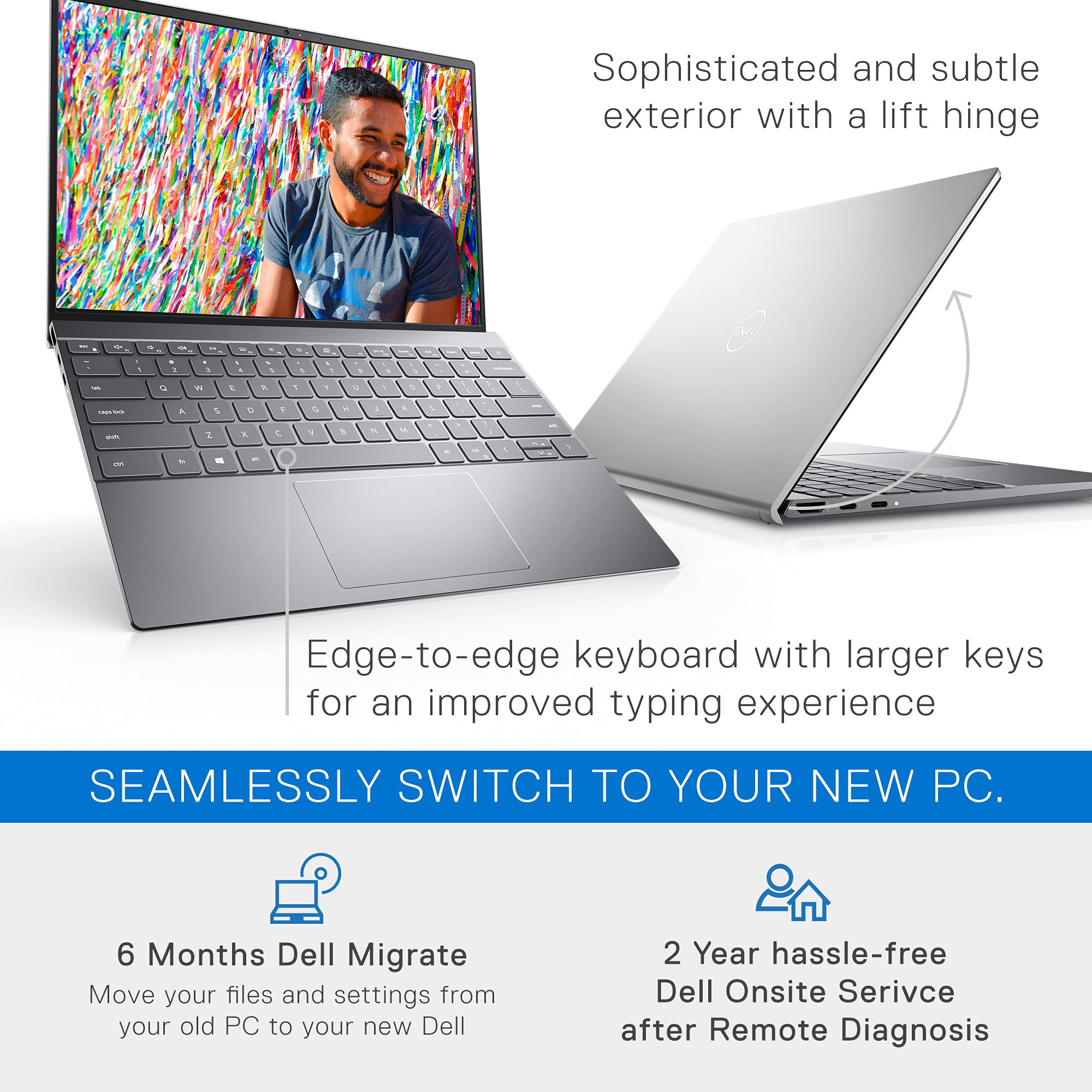 Dell Inspiron 13 5310, 13.3 inch QHD Non-Touch Laptop - Intel Core i7-11390H, 16GB LPDDR4x RAM, 512GB SSD, NVIDIA GeForce MX450 with 2GB GDDR6, Windows 11 Home - Platinum Silver (Latest Model)