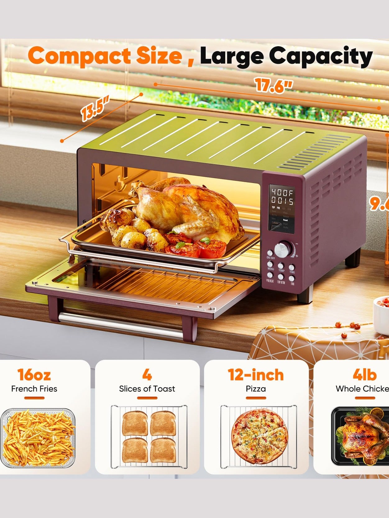 Nuwave Bravo Pro Convection Air Fryer Toaster Oven Combo, 2025 New and Improved, 10-in-1, 50°-450°F Temp Controls, Quick & Even Crisp Technology, 21Qt Capacity, Stainless Steel, PFAS Free ANM Liquidation