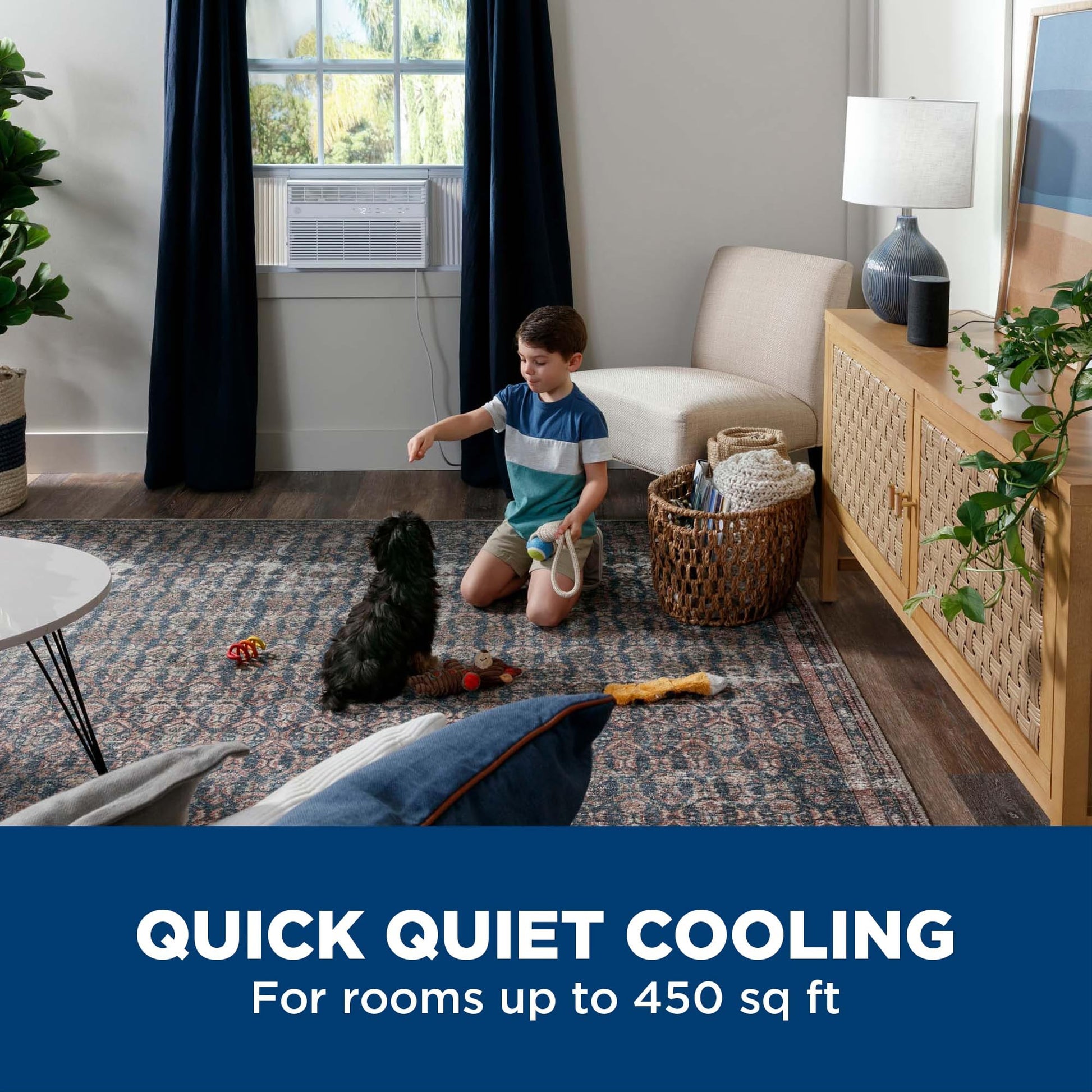 GE Window Air Conditioner 10,000 BTU for Rooms up to 450 sq ft., Wi-Fi Enabled, Energy-Efficient Cooling for Medium Rooms, Easy Install Kit, Control Using Remote or Smartphone App, White ANM Liquidation