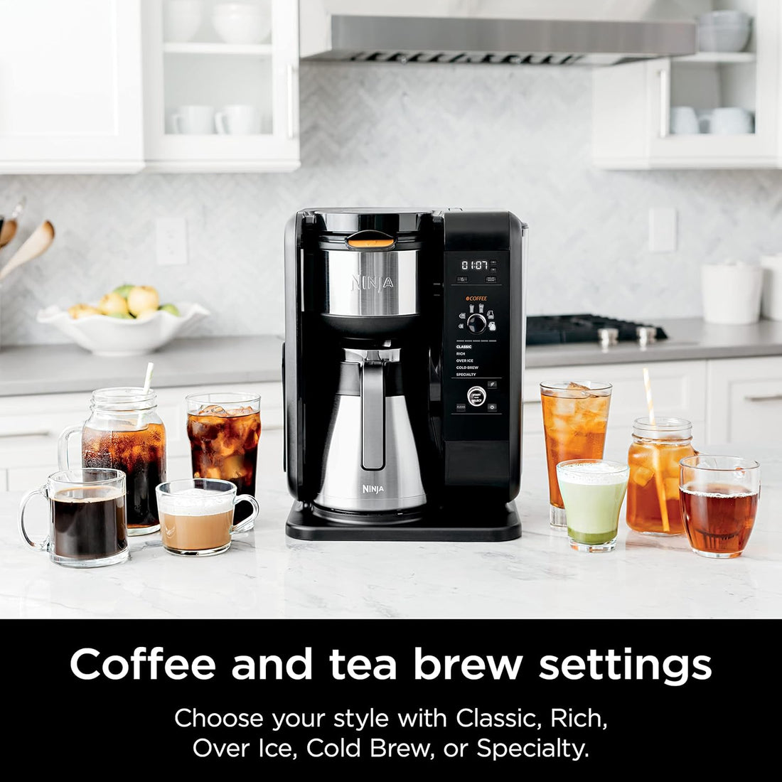 Shark Ninja CP307 Hot and Cold Brewed System W/Thermal Carafe Coffee Maker, Black