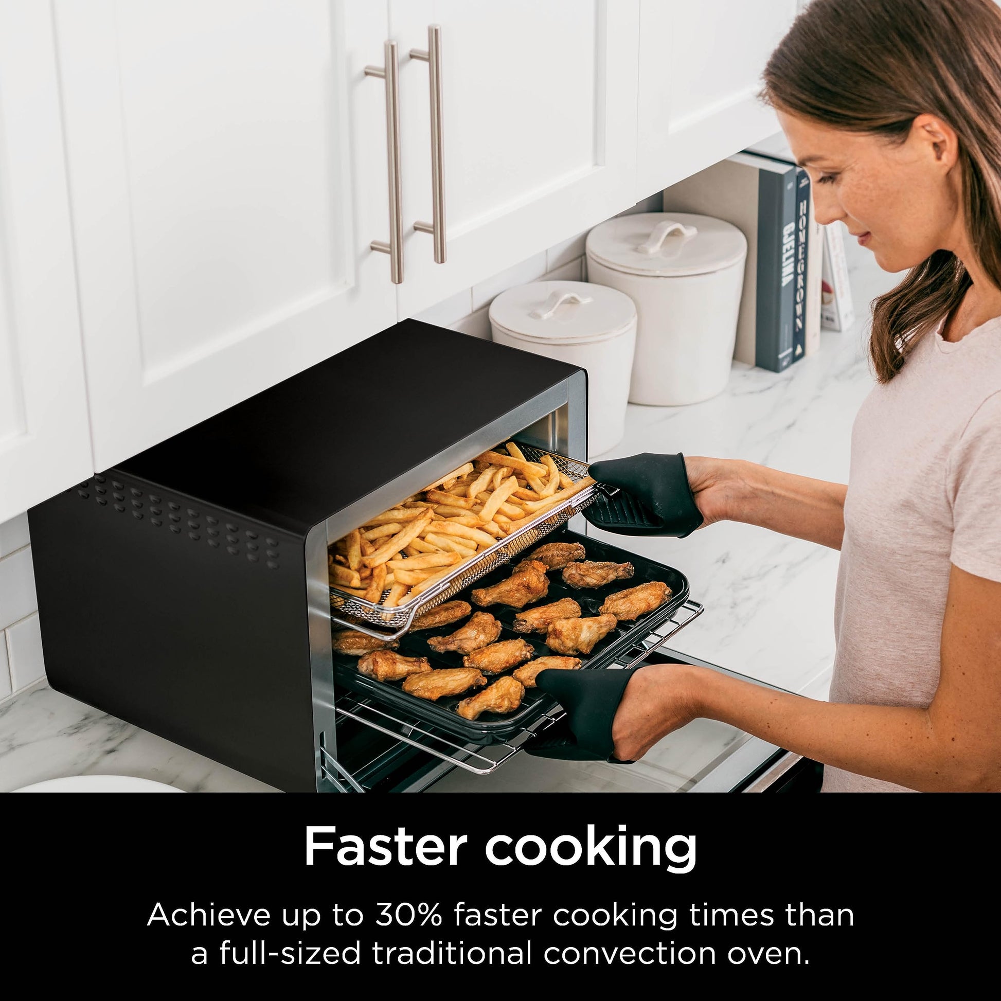 Ninja DT202BK Foodi 8-in-1 XL Pro Air Fry Oven, Large Countertop Convection and Digital Toaster Oven, 1800 Watts, Black, 12 in. ANM Liquidation