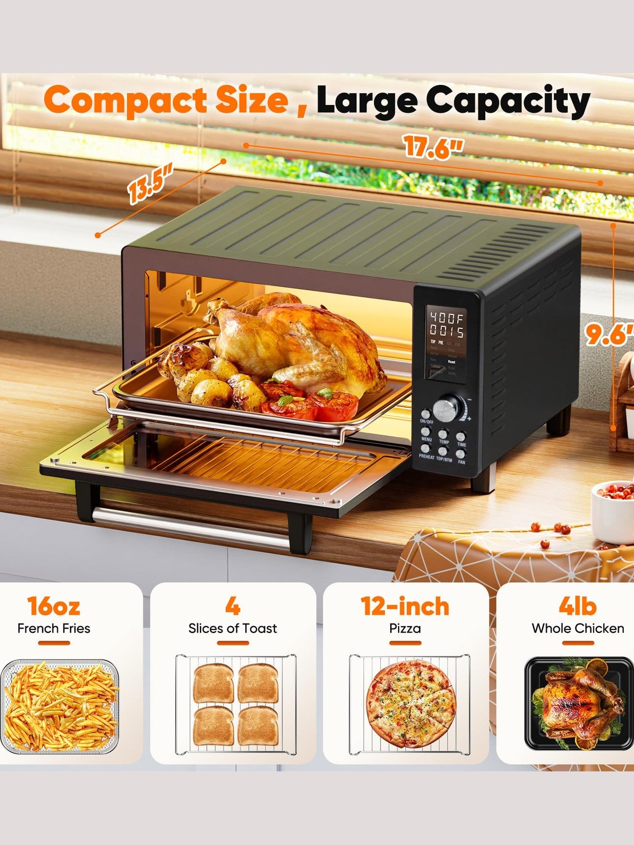 Nuwave Bravo Pro Convection Air Fryer Toaster Oven Combo, 2025 New and Improved, 10-in-1, 50°-450°F Temp Controls, Quick & Even Crisp Technology, 21Qt Capacity, Stainless Steel, PFAS Free ANM Liquidation