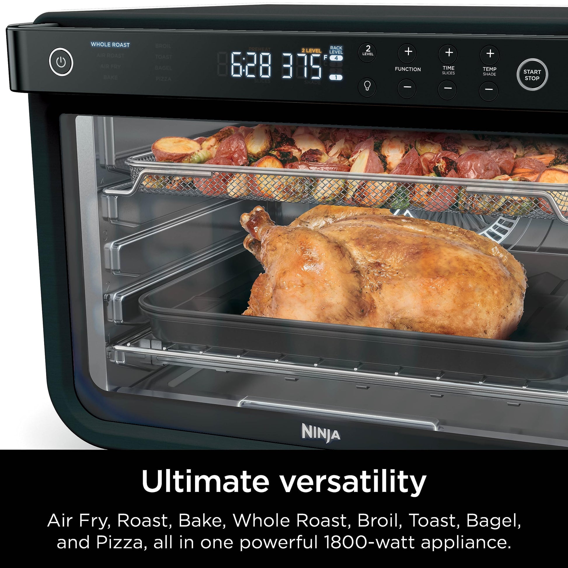 Ninja DT202BK Foodi 8-in-1 XL Pro Air Fry Oven, Large Countertop Convection and Digital Toaster Oven, 1800 Watts, Black, 12 in. ANM Liquidation