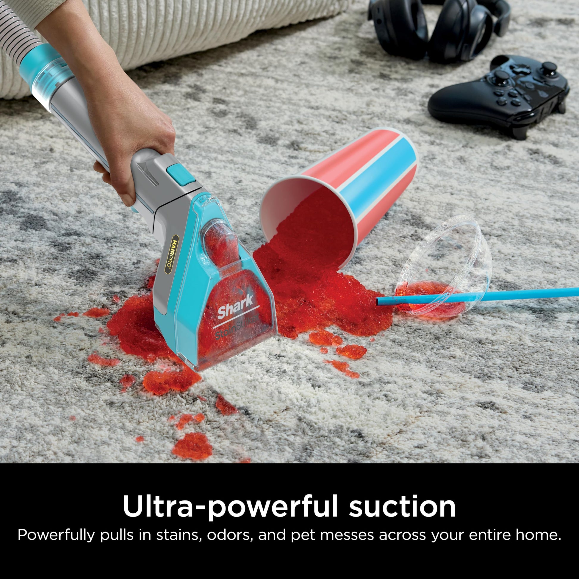 Shark StainStriker Portable Carpet, Upholstery & Area Rug Cleaner with Pet Mess Tool, Stain & Odor Remover, Perfect for Car Interiors, Includes 3 Cleaning Tools & Cleaning Solution, White, PX201 ANM Liquidation