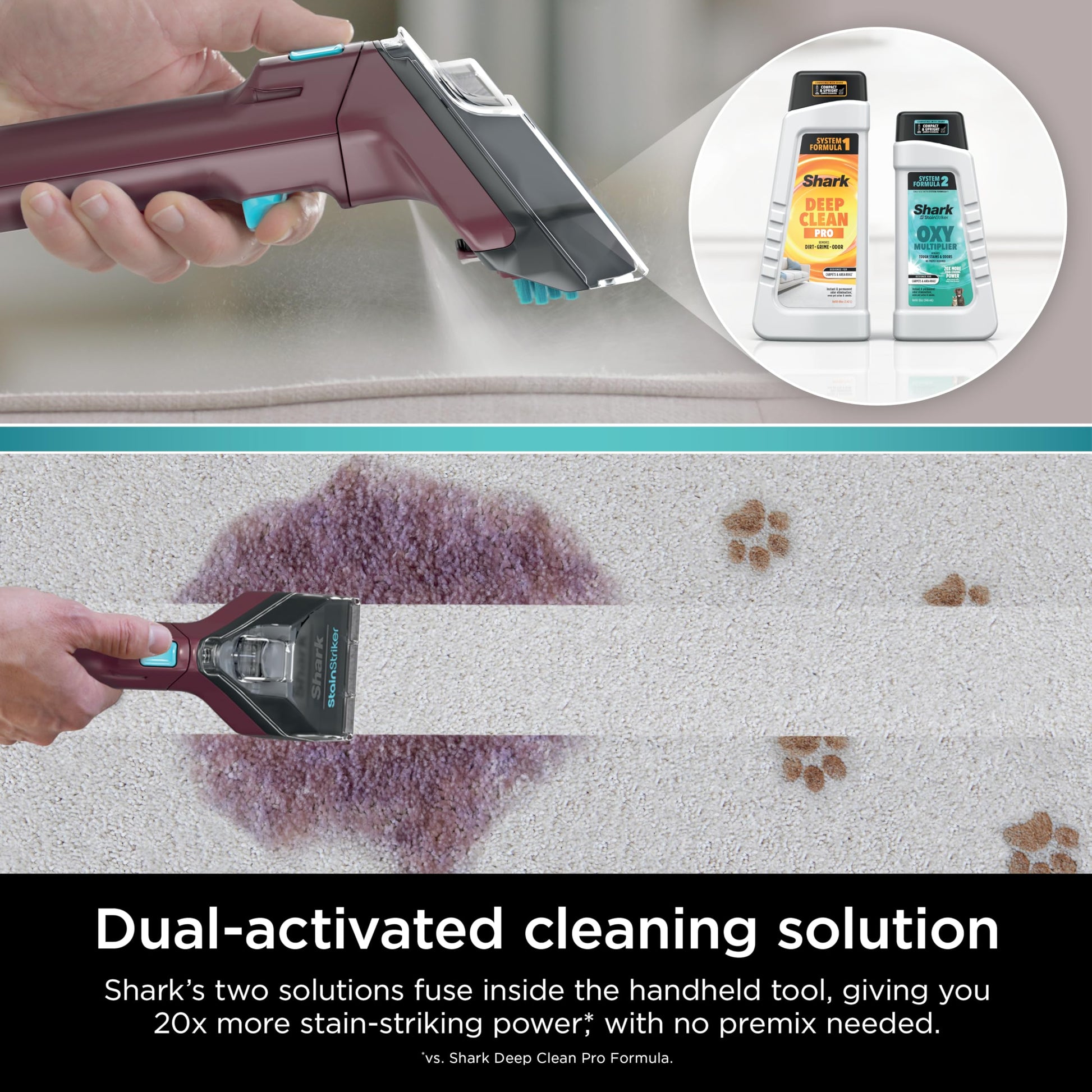 Shark StainStriker Portable Carpet, Upholstery & Area Rug Cleaner with Pet Mess Tool, Stain & Odor Remover, Perfect for Car Interiors, Includes 3 Cleaning Tools & Cleaning Solution, White, PX201 ANM Liquidation