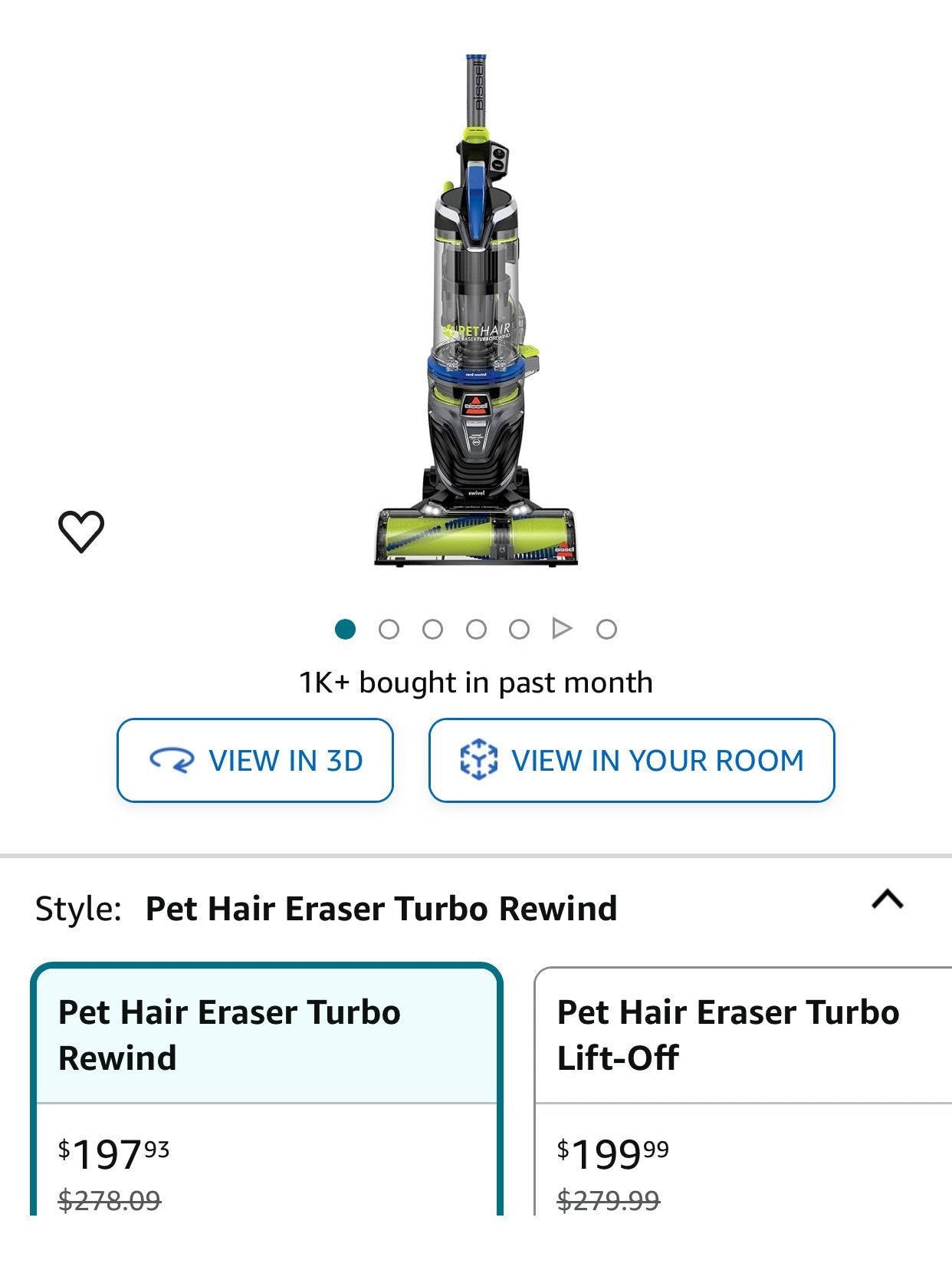 BISSELL Pet Hair Eraser Turbo Rewind Vacuum, Lightweight, Automatic Cord Rewind, Tangle-Free Brush Roll, Headlights, Powerful Pet Hair Pickup, SmartSeal Allergen System, Blue, 27909